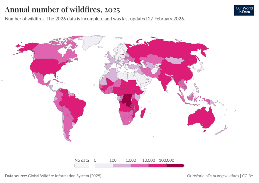 A thumbnail of the "Annual number of wildfires" chart