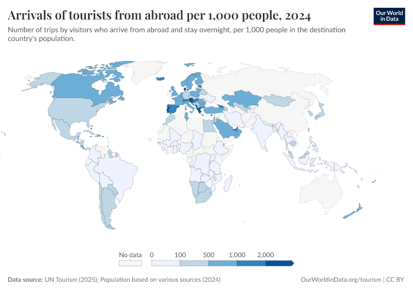 A thumbnail of the "Arrivals of tourists from abroad per 1,000 people" chart